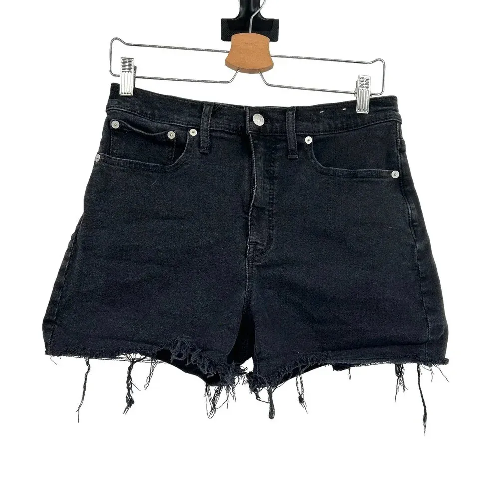 Madewell High-Rise‎ Denim Shorts in Lunar Wash Black Denim Size 28 - Image 4
