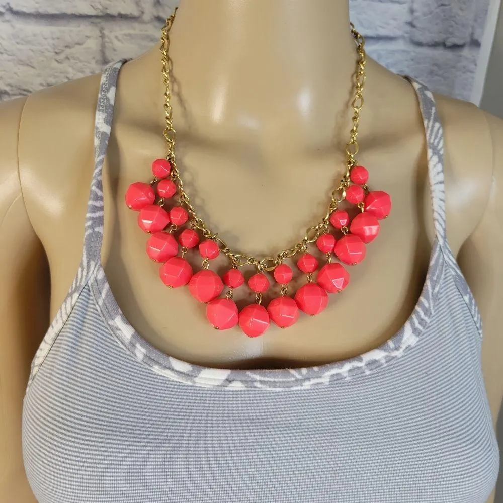 Kate Spade New York Gold Tone Faceted Salmon Resin Dangles Necklace - Image 3