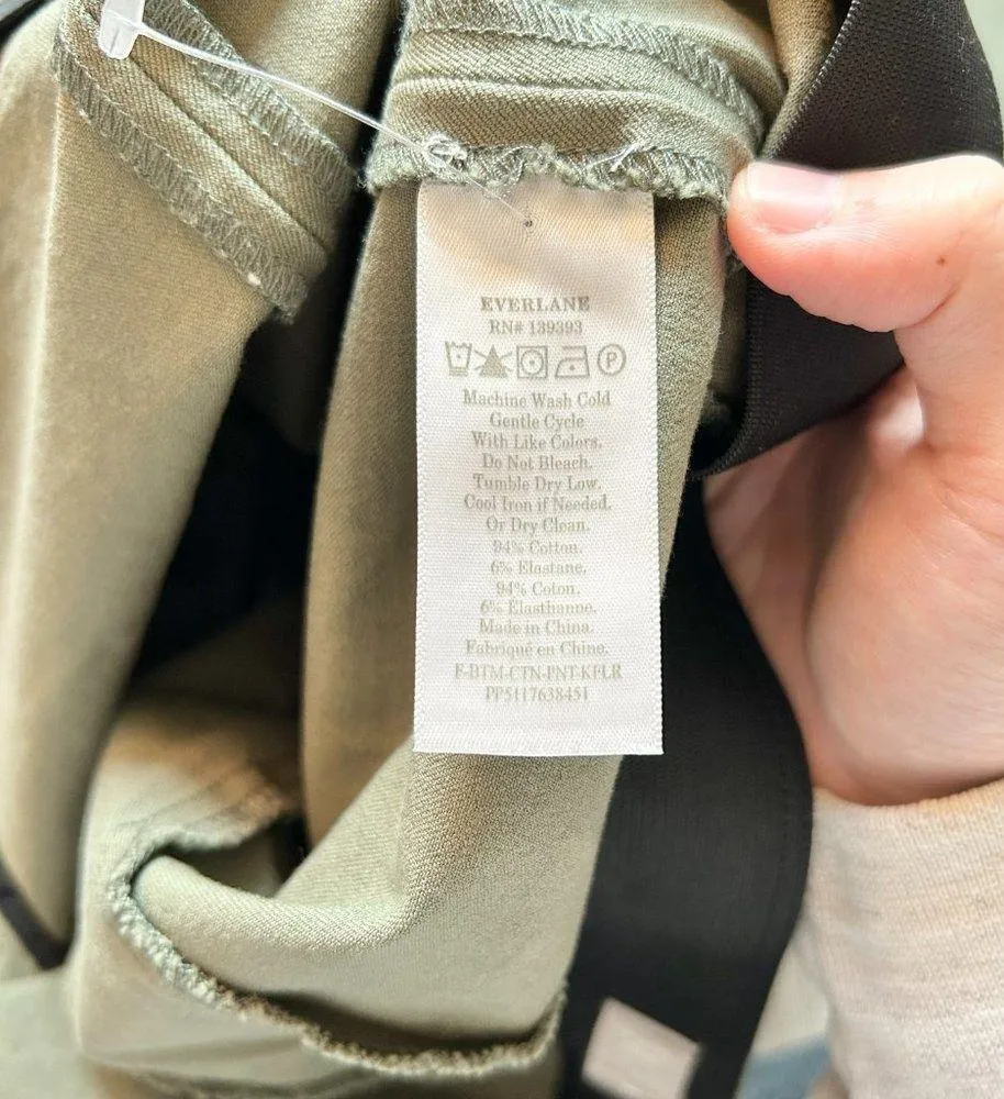 Everlane The Side-Zip Stretch Cotton Pants Olive Green Size 4 - Image 8