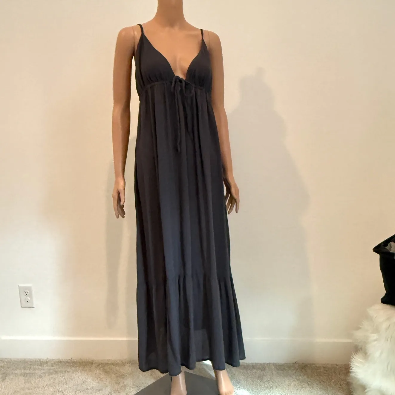 Rhea L/XL Princess flowy strappy maxi dress Peppercorn D1 2346 Gray Size L - Image 11