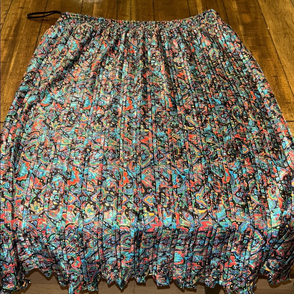 Vintage Diane Freis Paisley Top & Skirt Set Boho 80s One Size 100% Polyester Blue - Image 9