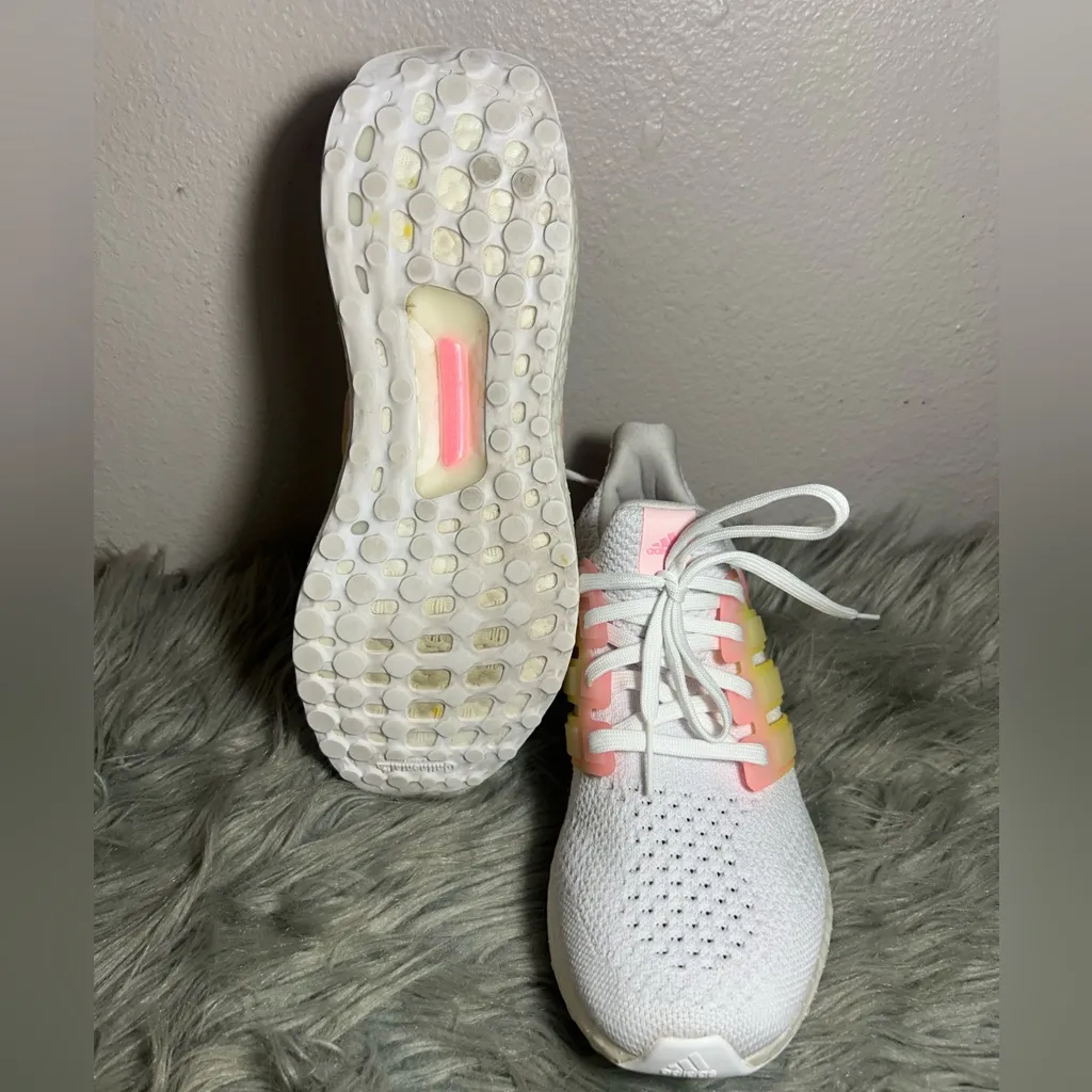 Adidas Ultraboost 5.0 DNA White/Ftwr Beam Pink" Grade School Sneaker Sz 7 - Image 7
