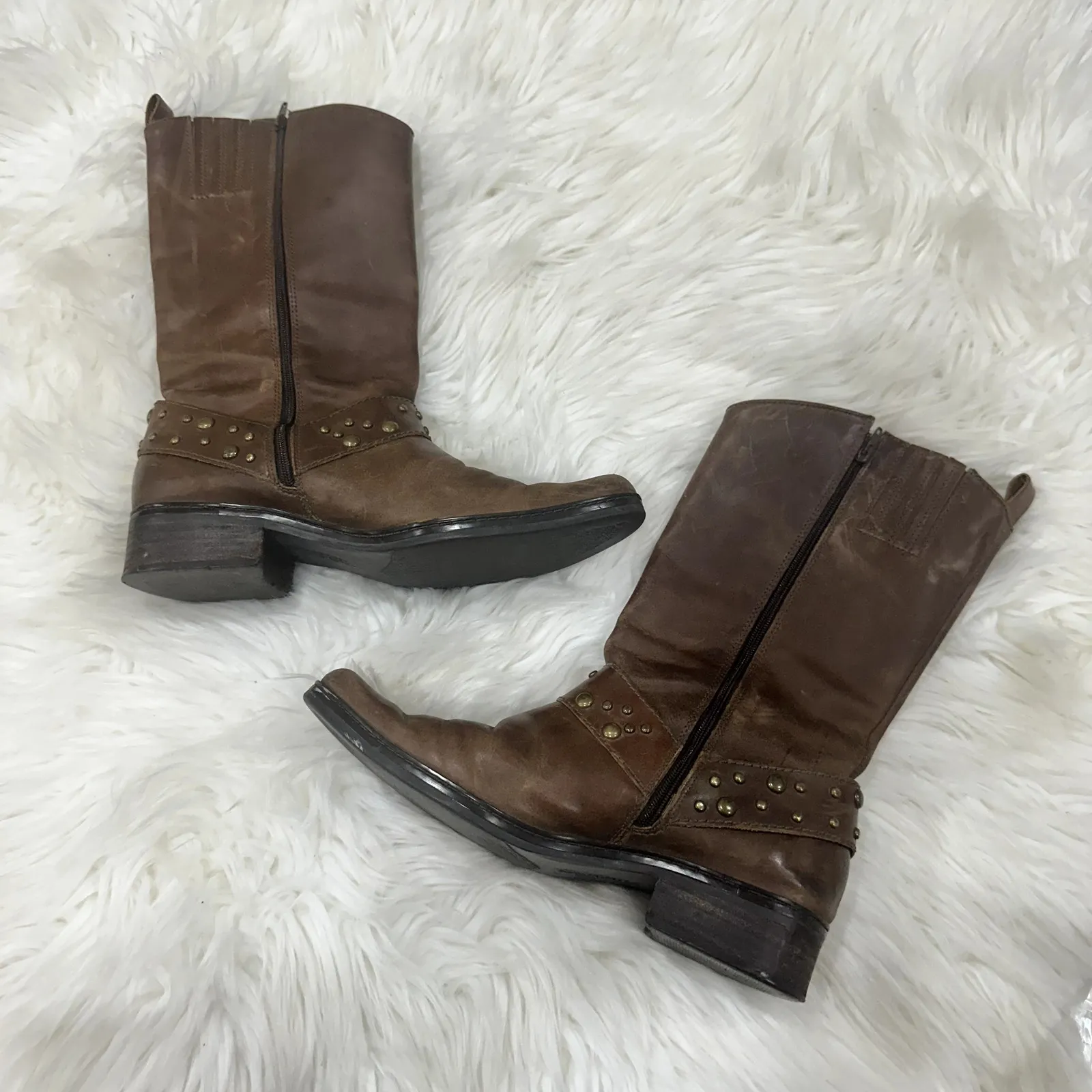 Matisse Studded Western Leather Cowboy Boot Sz 7 Brown - Image 9