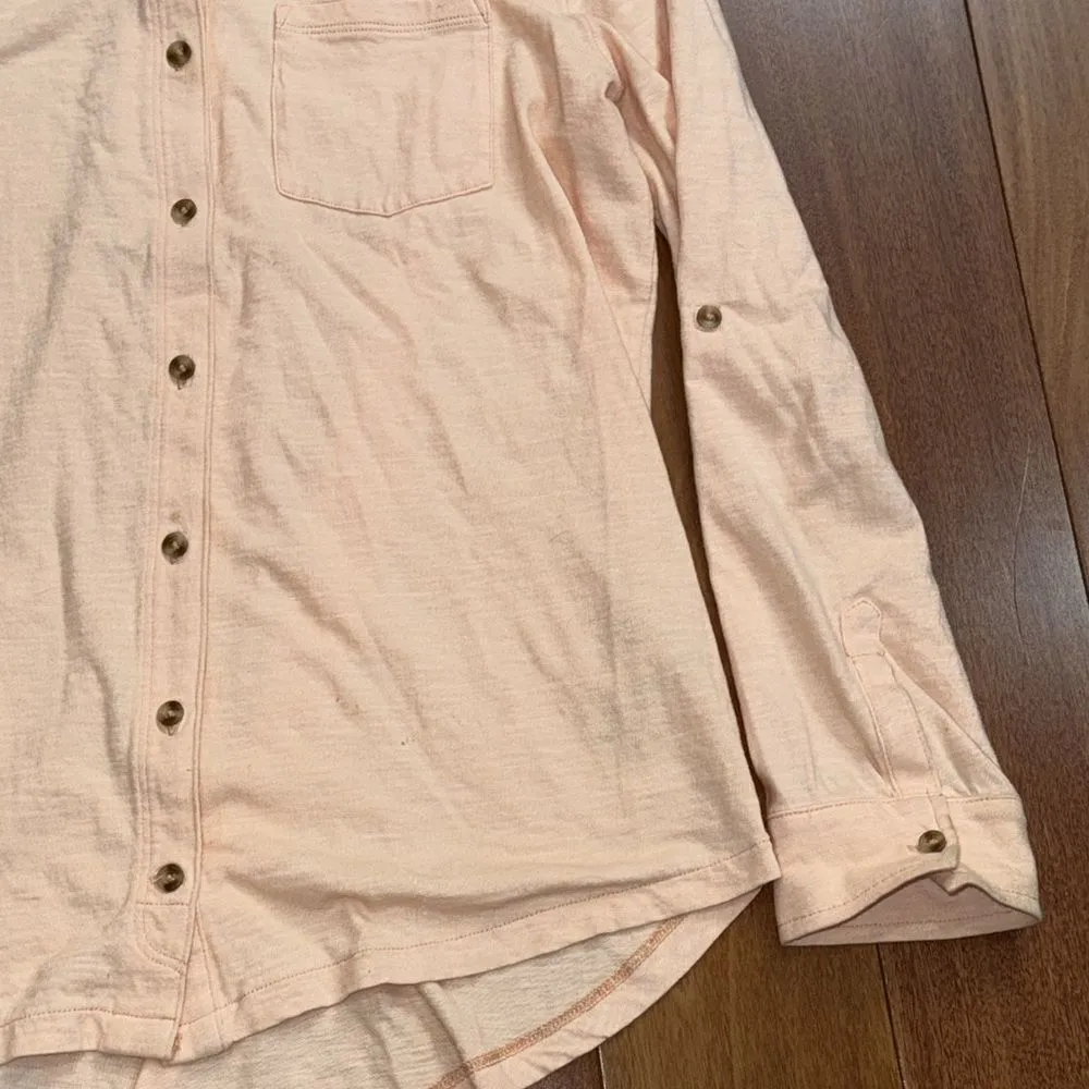 Carhartt Women's Button Up Long Sleeve Peach Solid Cotton Collared Size M (8-10) - Image 3
