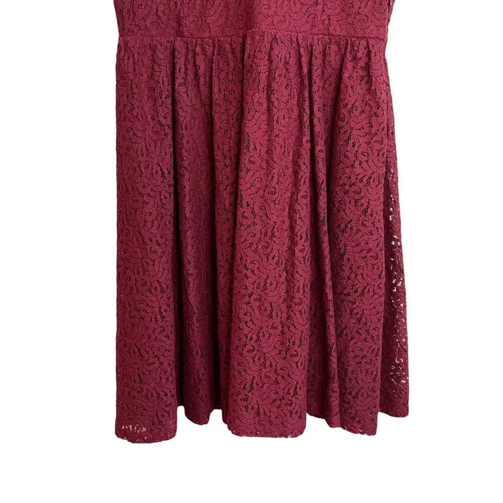 ONLY Our Story Fairy Lace Burgundy Dress - Image 3