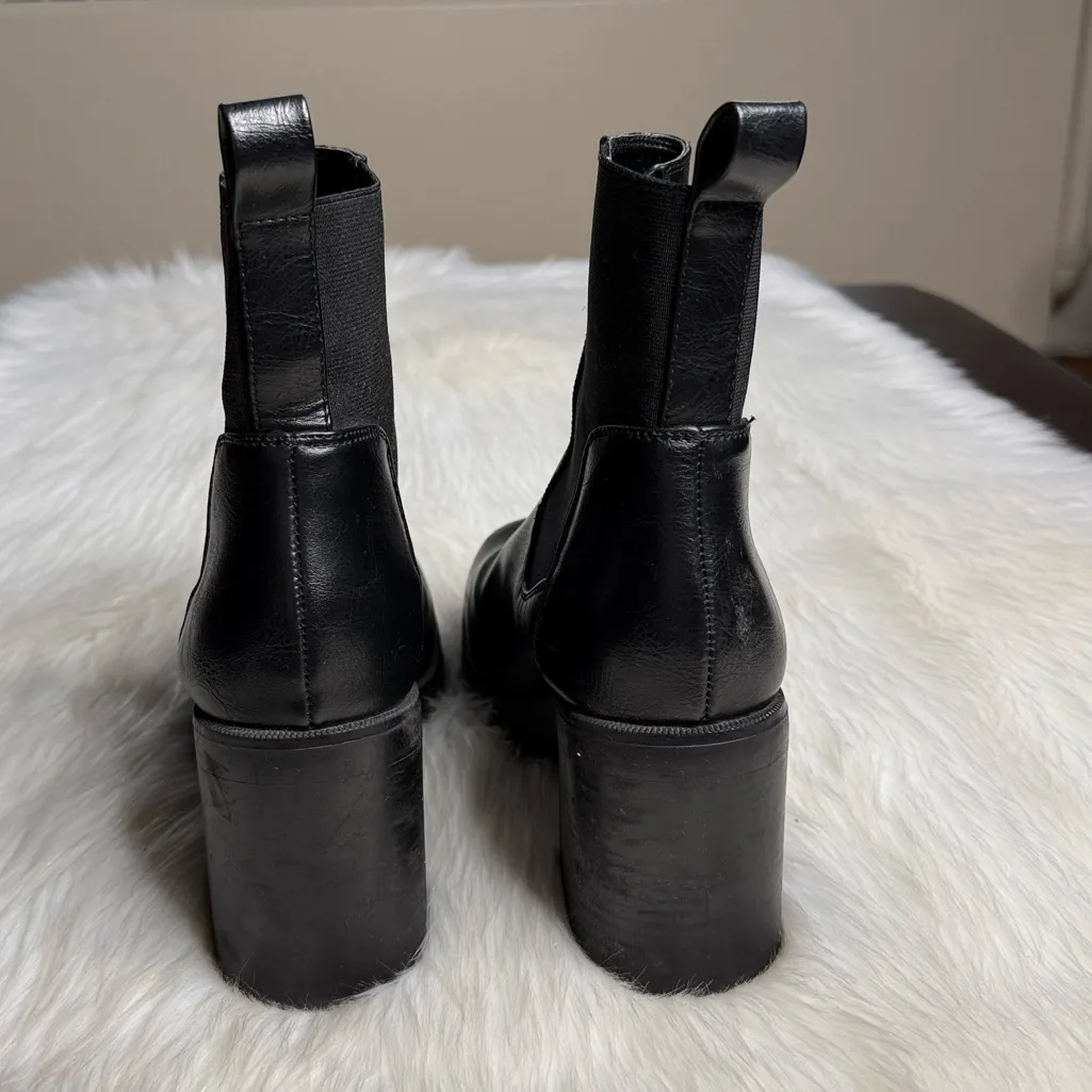 Soda Black Chunky Heel Platform Ankle Boots - Image 8