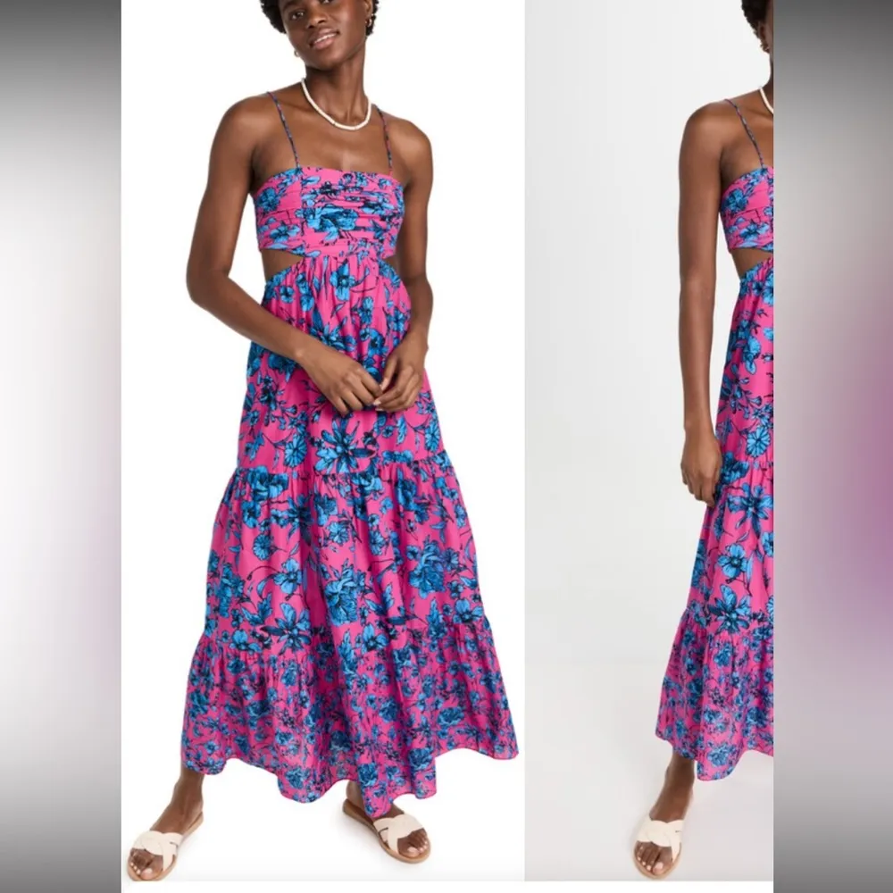 Floral Pink & Blue Playa Lucila Cutout Maxi Dress party resort spring $150 boho Size M - Image 3