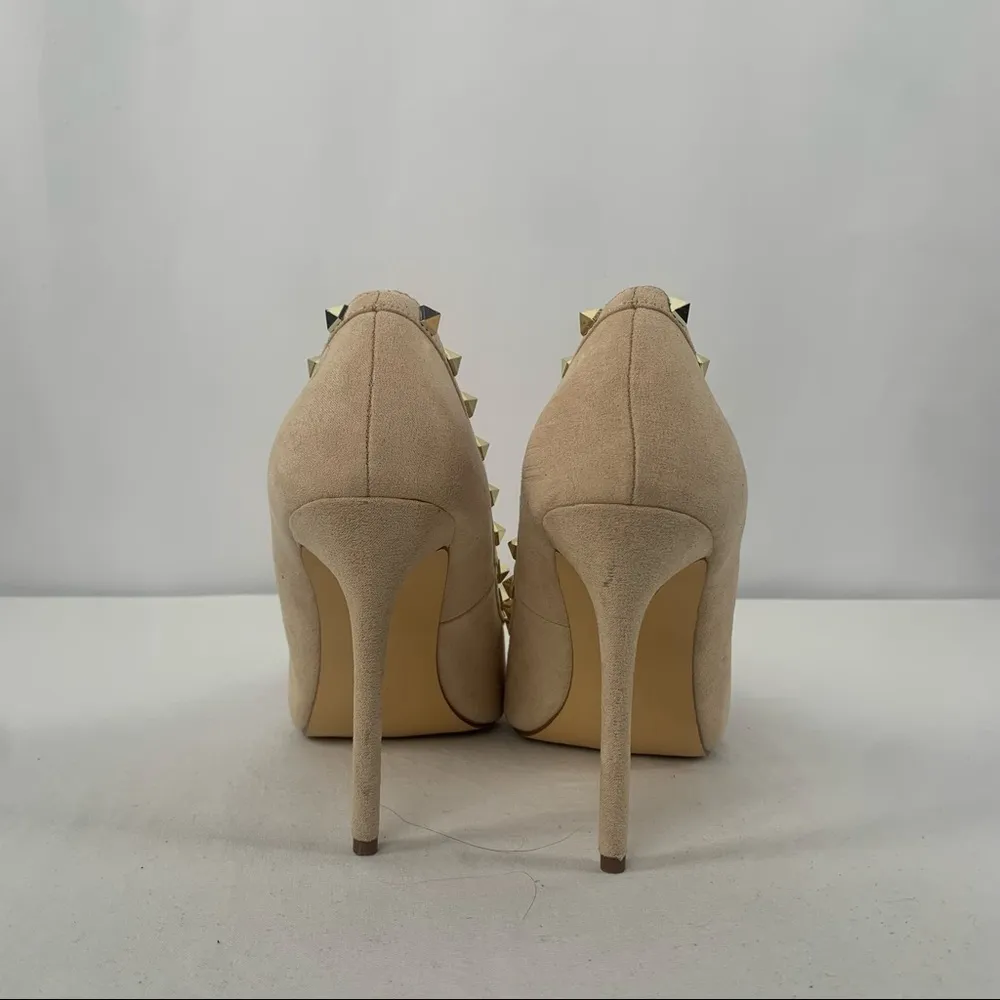 Lulus Vydia Suede Studded‎ Pumps in Nude Size 8 Tan - Image 7
