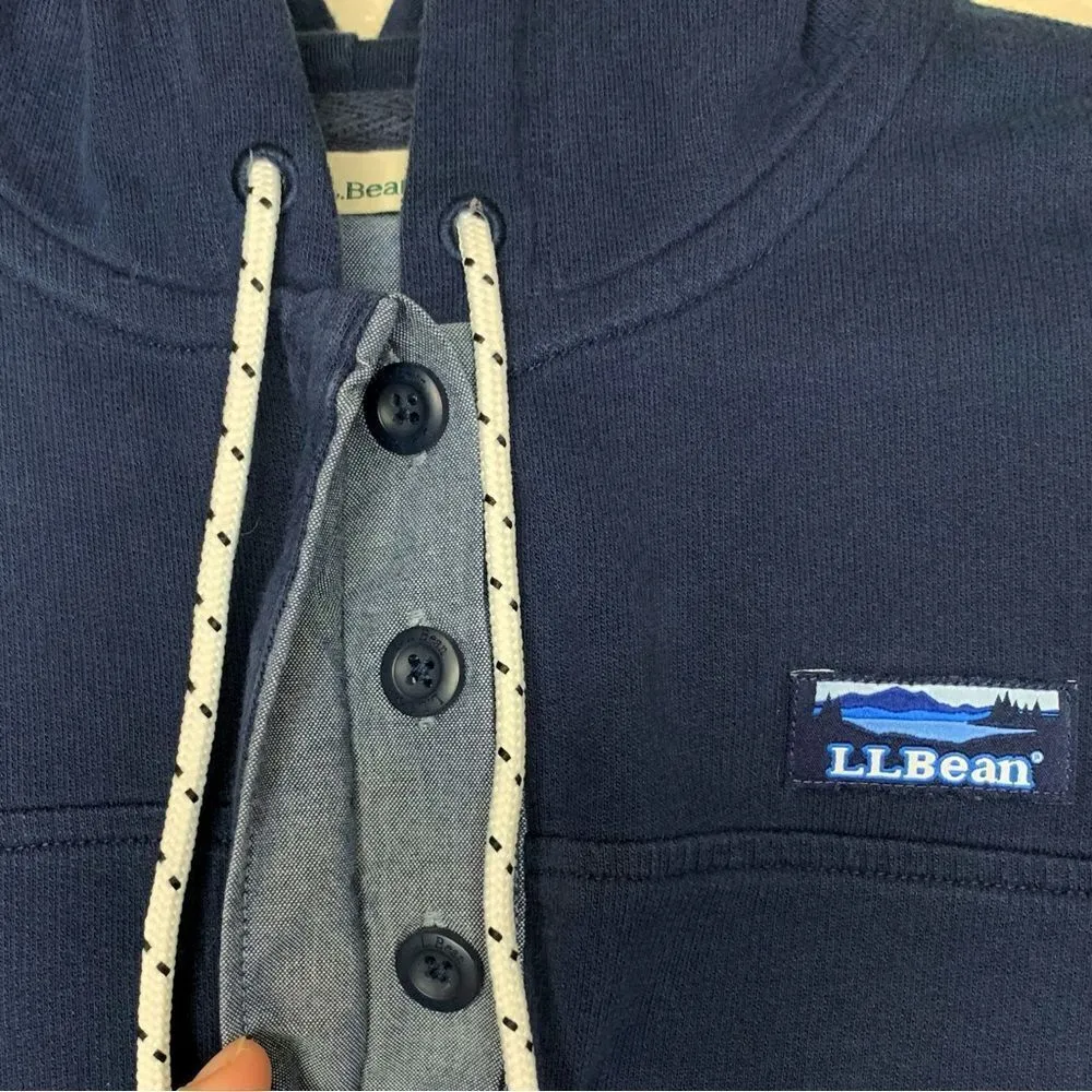 L.L Bean Women’s Outdoors Blue Pullover Hooded Sweatshirt - Image 4
