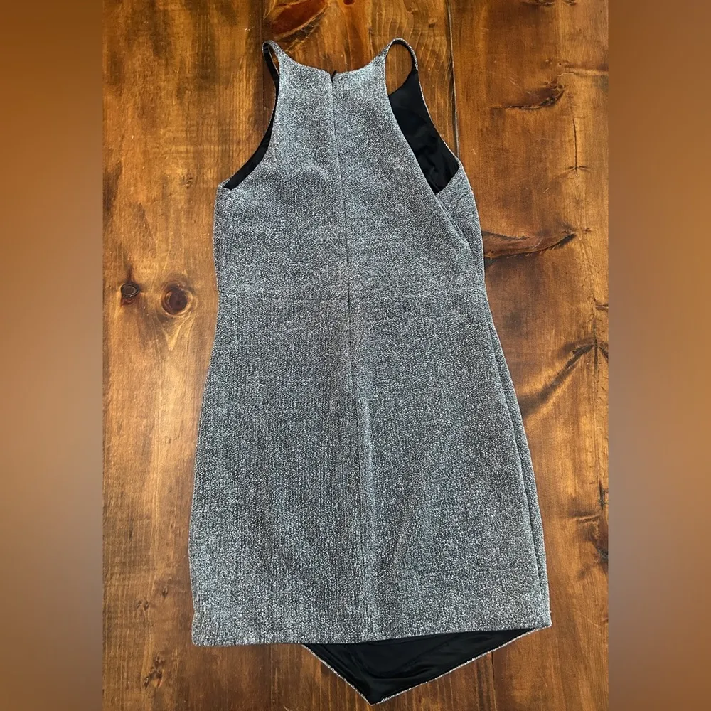 Silver Sparkle Mini Dress Holiday New Years Eve Party Womens 8 - Image 4