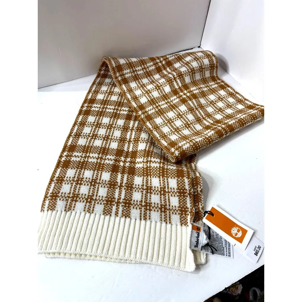 New Timberland Plaid Scarf Unisex Rectangle Knit - Image 8