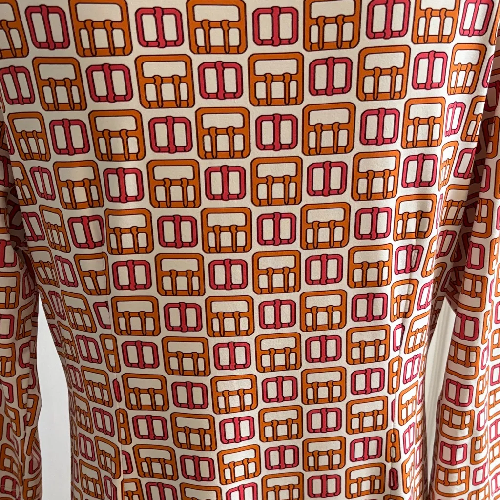 J. McLaughlin geo print- pink, orange, and off white 3/4 Sleeve Dress - Image 6