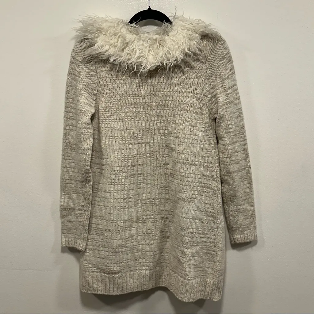 Show Me Your MuMu Cream Cardigan with Faux Fur - Image 5