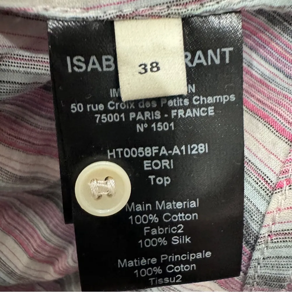 Isabel Marant cotton Pink striped Eori dagger collar button-front blouse NEW - Image 7