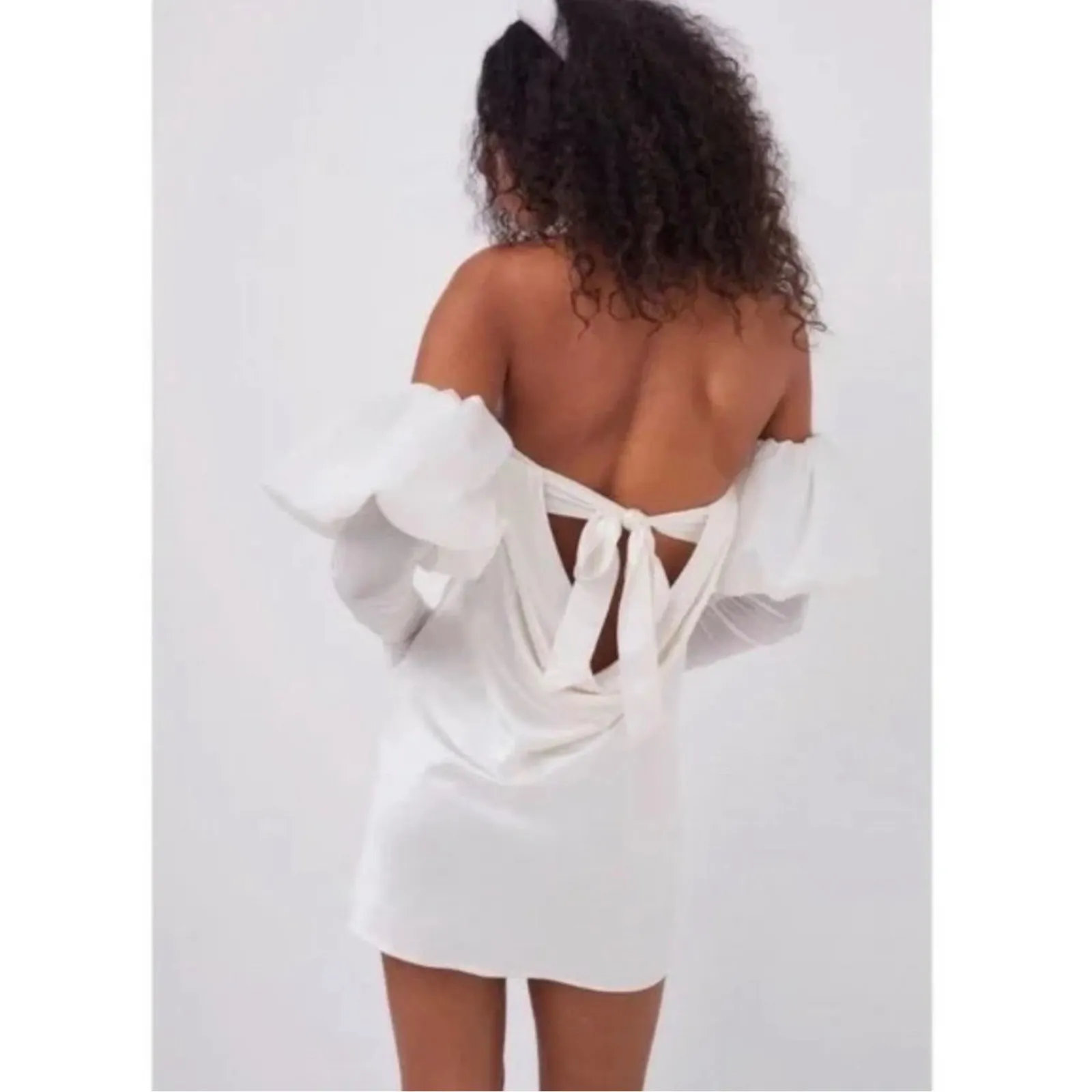 For Love & Lemons Hazel Mini Dress Detachable Sleeves Gloves White Medium NWT - Image 3