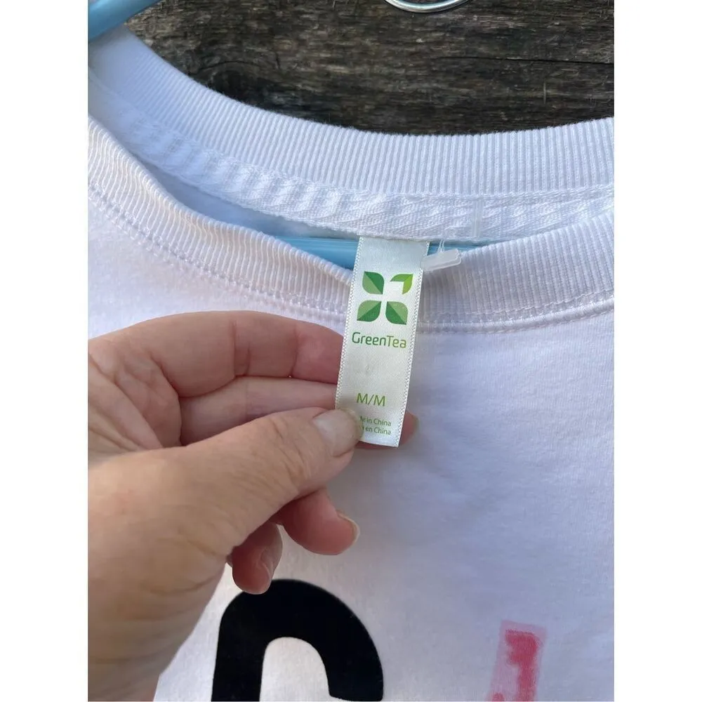 Green Tea size M oversized fleece sweatshirt. White Size M - Image 4