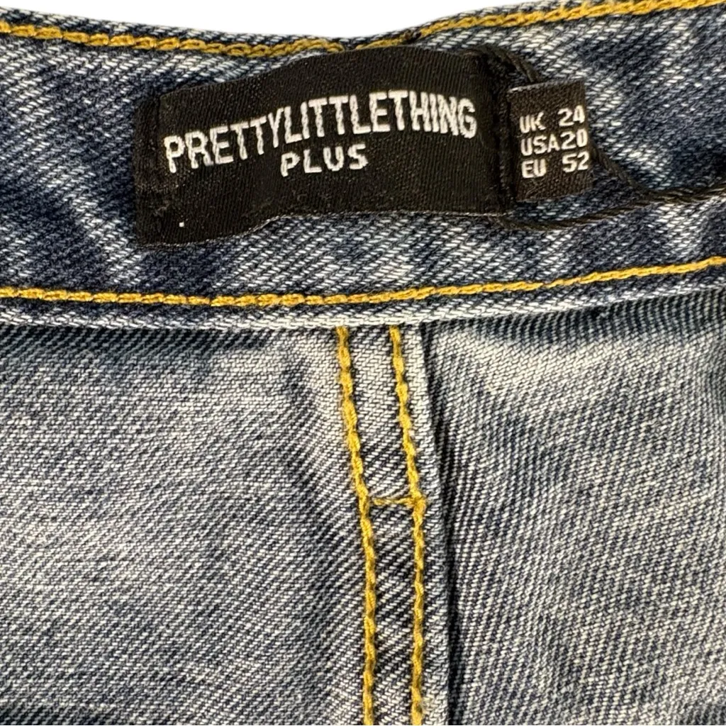 PrettyLittleThing Vintage Wash Split Women’s Plus Size 20 Wide Leg Jeans NWT - Image 12