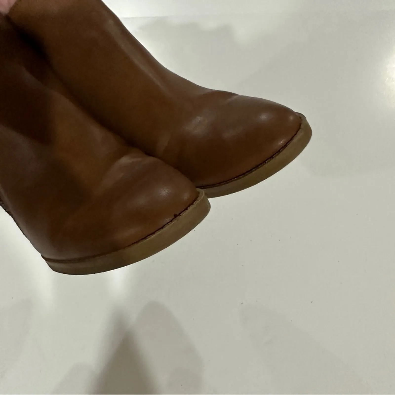 DV Dolce Vita‎ Brown Asymmetrical Zipper Heeled Booties Size 10 - Image 5