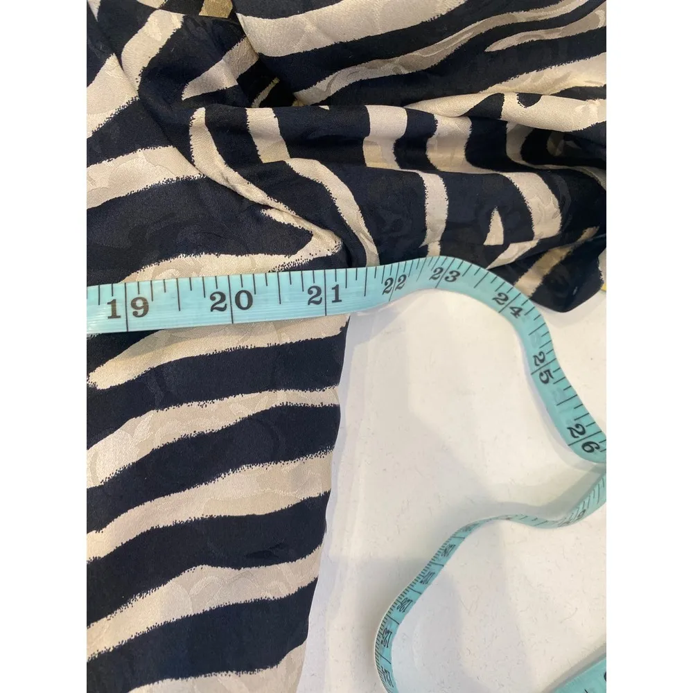 Adrianna Papell Silk Animal Print Button Front Jacket EUC Sz 14 Black Beige - Image 9