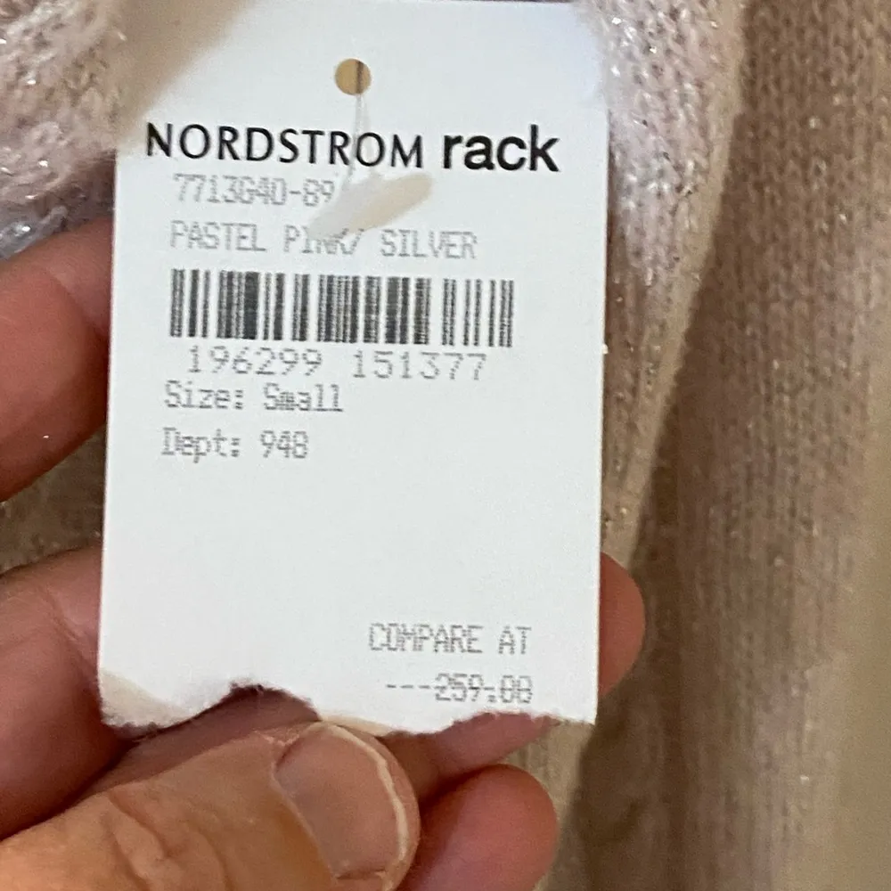 Paige Sofie cardigan in pastel pink w/ silver thread. Cropped. Cable knit. Small - Image 5