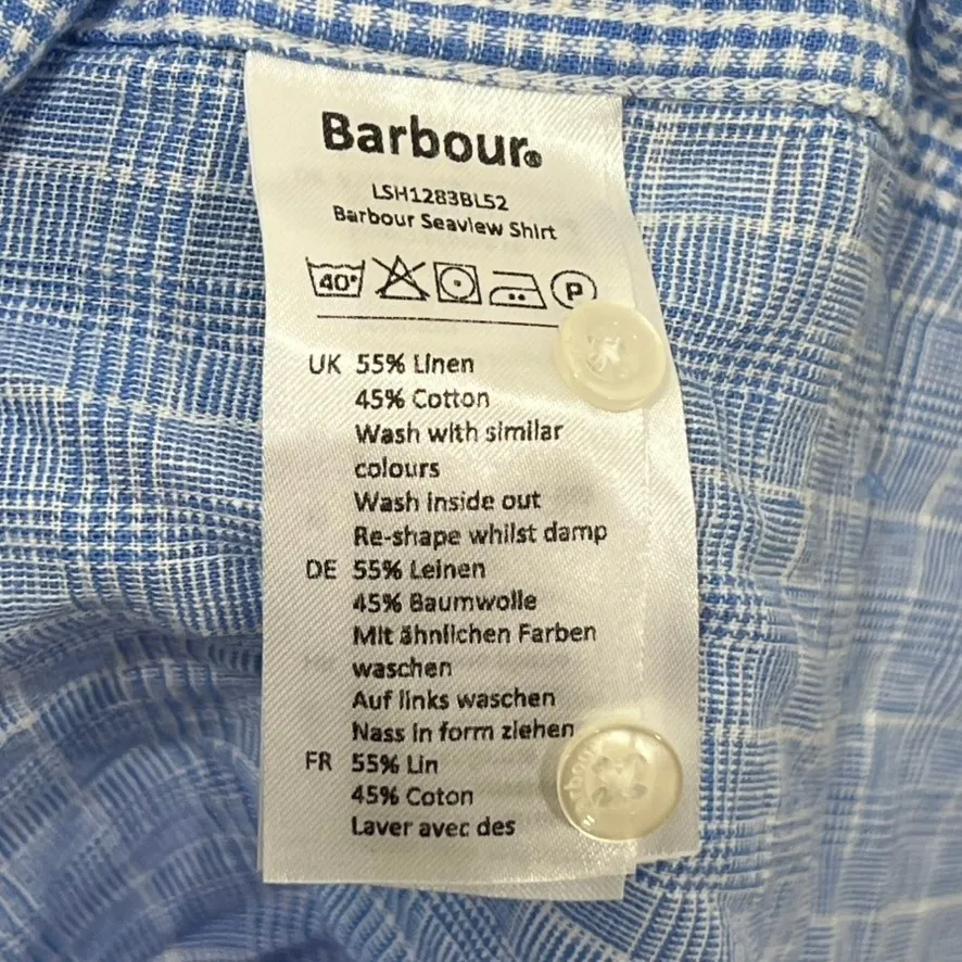 Barbour Womens Seaview Shirt 4 NWT $120 Collared Long Sleeve Button Blue Checker - Image 7