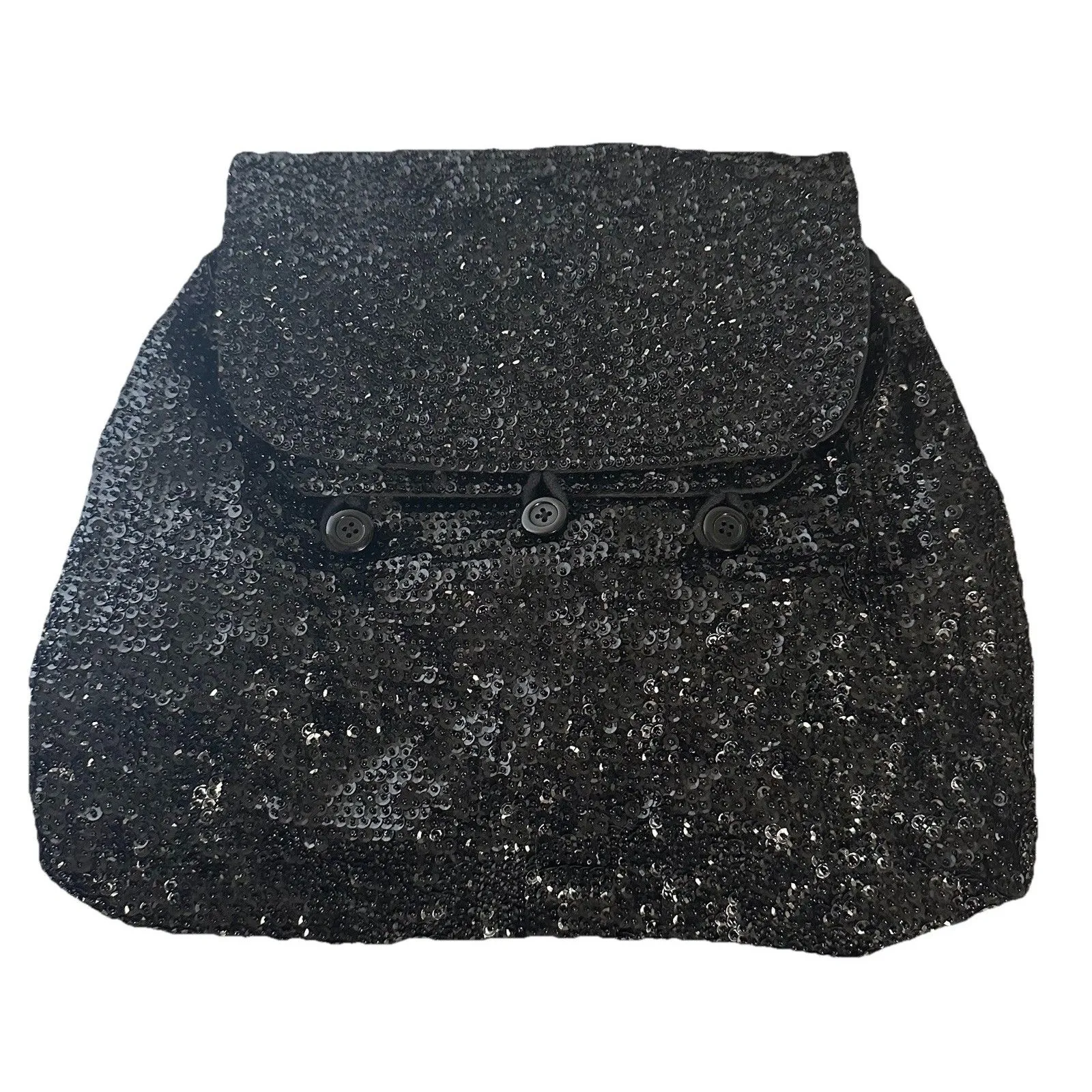 Go Glitzy Go Glamour Black Sequin Soft Backpack Sequins Sparkle - Image 3