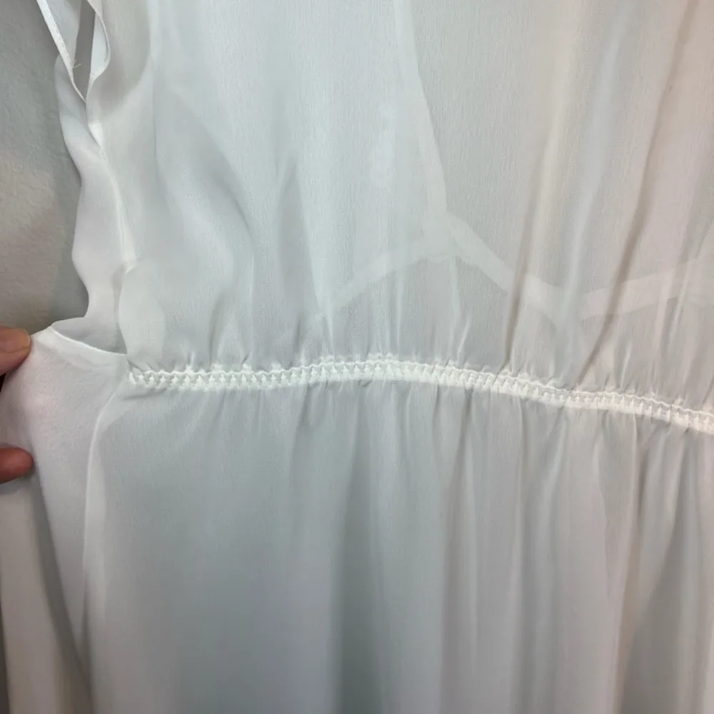 Belle Nuit Intimates Tie Waist Sheer Robe Ivory Beaded Embroidered Bridal Medium White - Image 13