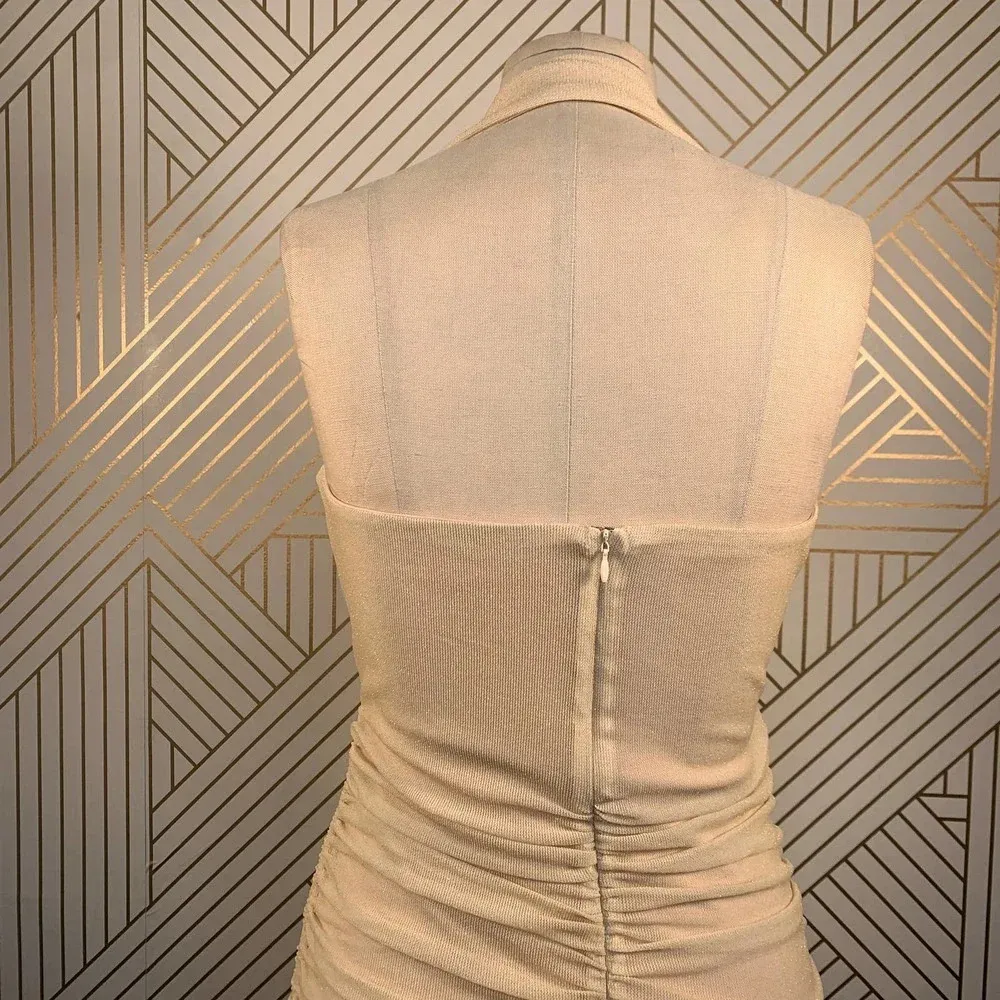 Zya ZYA the Label Zephyr‎ Halter Dress Cream Gold Ruched Halter Dress Size 12 - Image 11