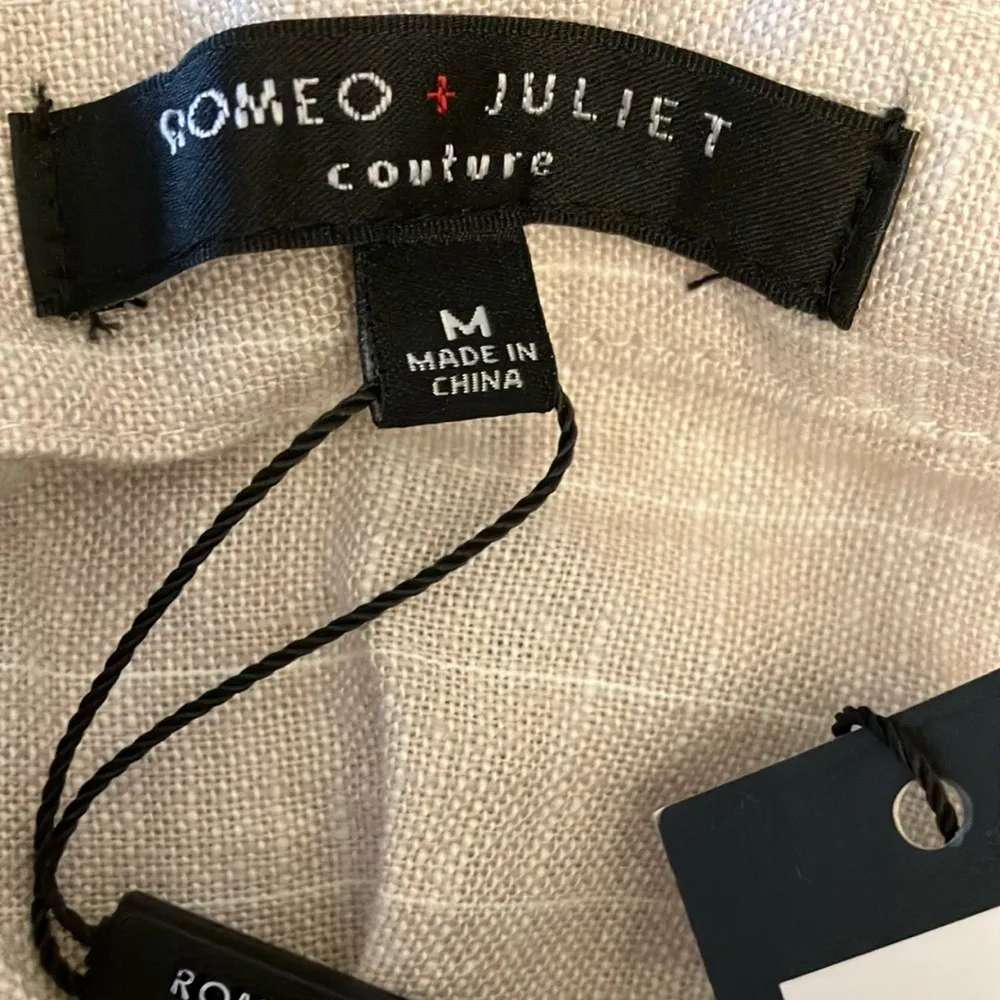 Romeo+Juliet Couture: Ivory/Tan Jumpsuit- adjustable straps, pockets, wide leg-M - Image 2