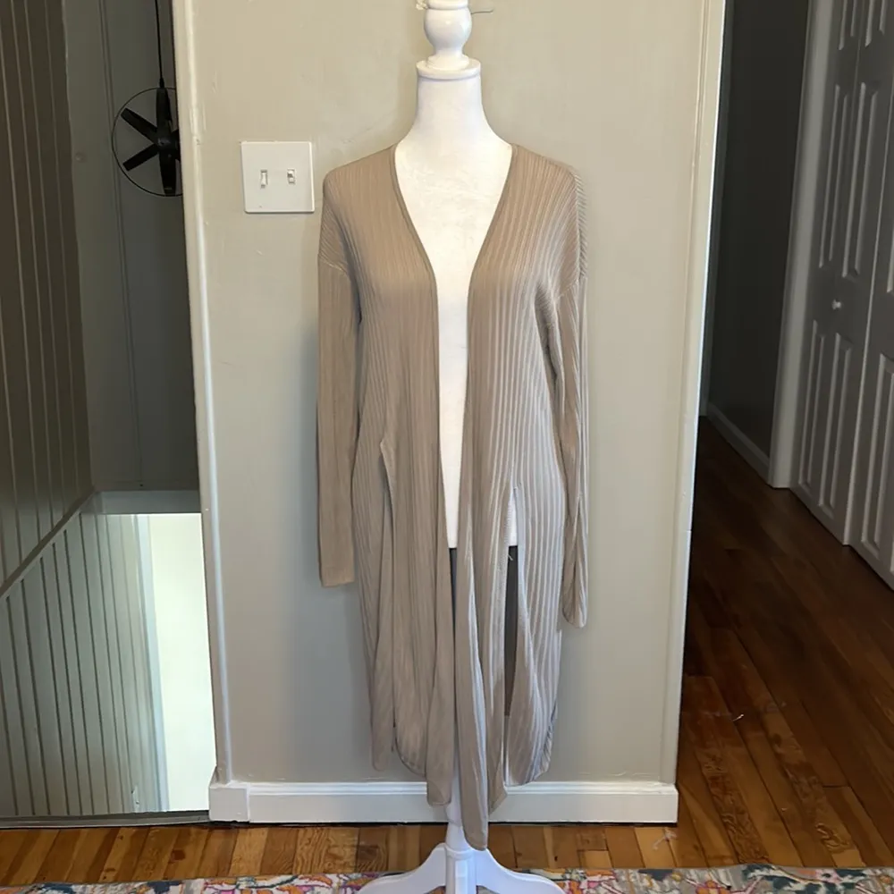 MM Lafleur Graham Sheer Ribbed Cardigan In Birch Size Medium - Image 4