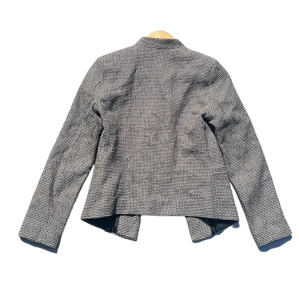 Topshop Textured Open Front Tweed Blazer Black/White Size 4 - Image 8