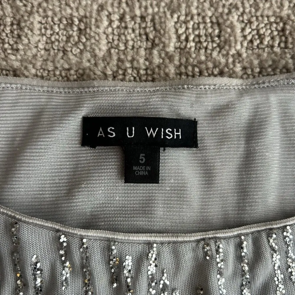 Y2K Retro VTG Gray Sparkly Glitter Cropped Crop Top 3/4 Sleeve As U Wish Zip - Image 5