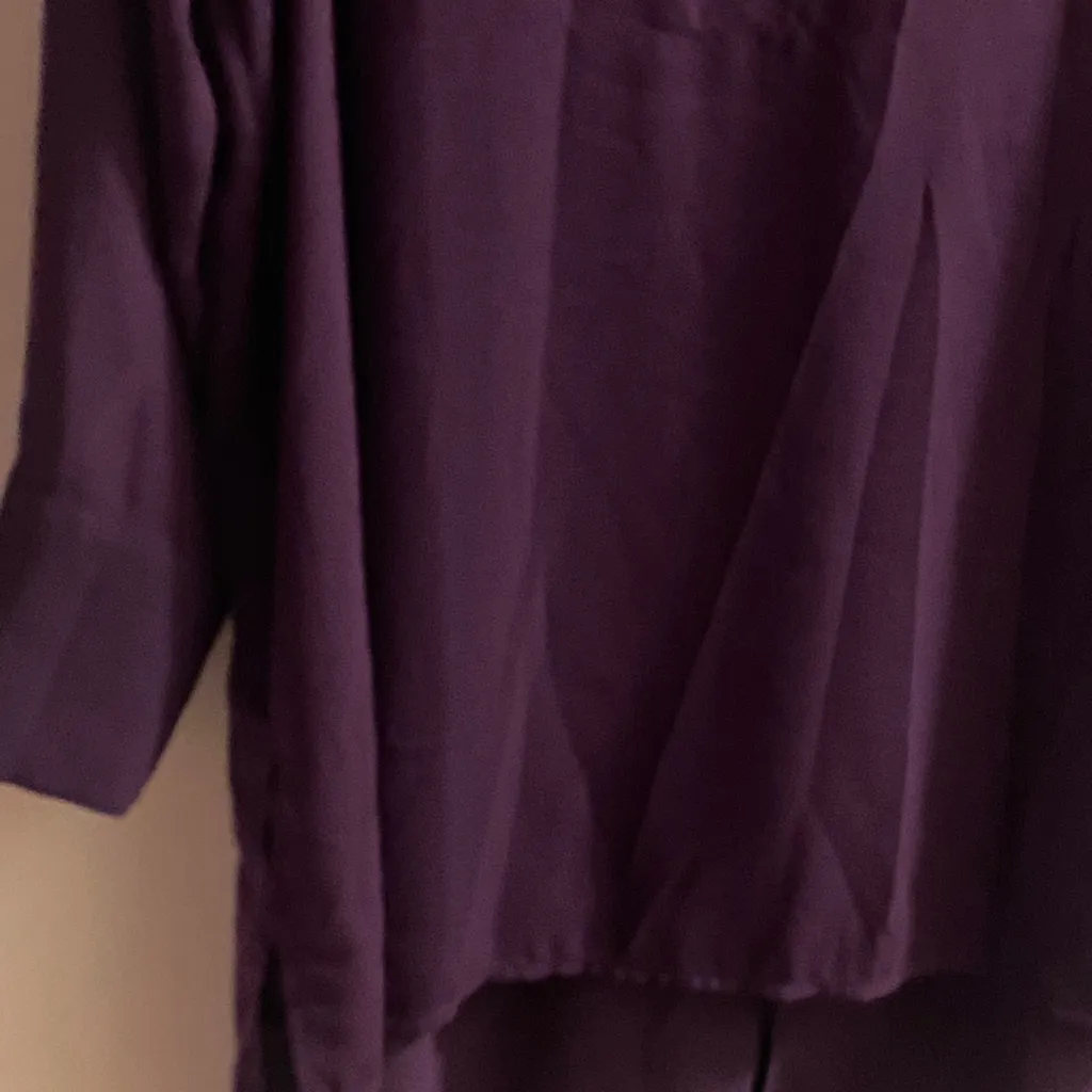 Eloquii Womens Blouse Top Shirt Dark Deep Eggplant Purple M Medium 48” V Neck - Image 3