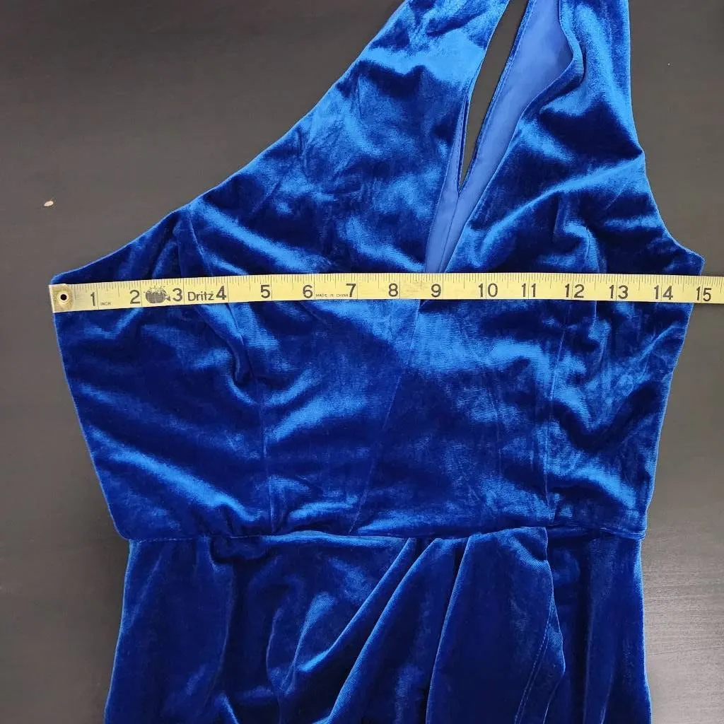 Lulus Blue Velvet Cocktail Mini Dress NWT Size Small Blue Velvet Dress - Image 10