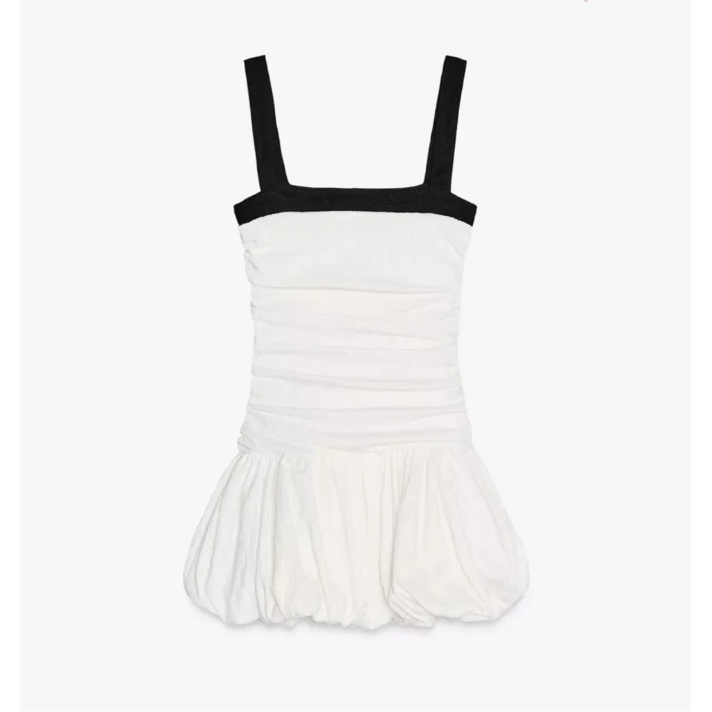 Zara White and Black Mini bubble Dress - Image 6
