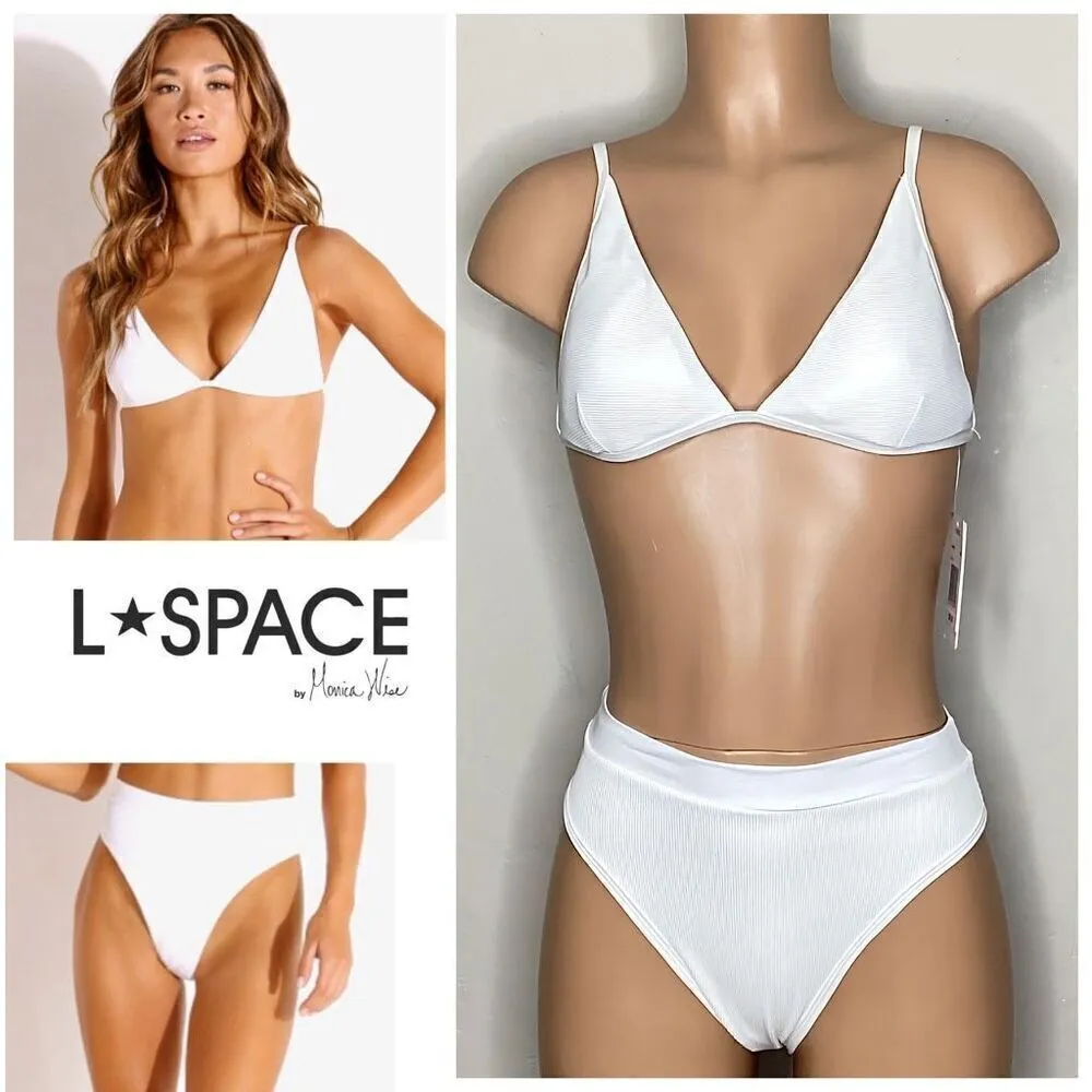 L*SPACE  white ribbed bikini set. Large. Retails $ $187 - Image 2