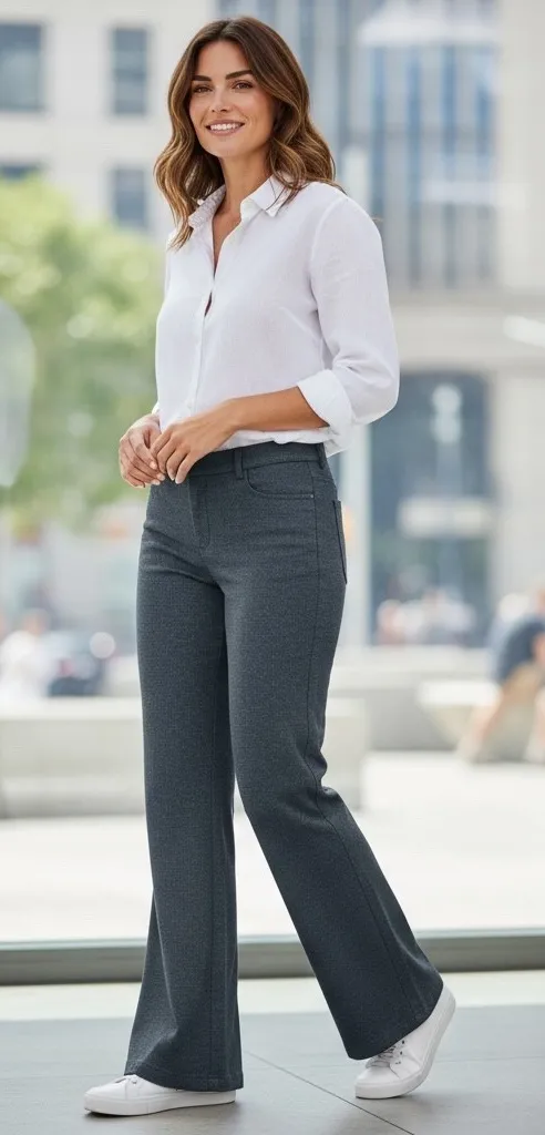 WORTH Women's Dark Wash Flared Leg Pants Size 10 Bootcut Trousers Gray - Image 1