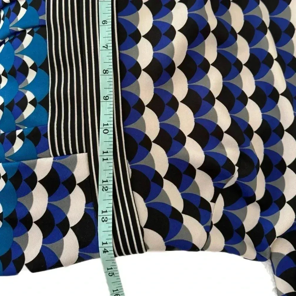 GABBY SKYE Geometric Half Sleeve Fit Flare Dress Blue Black Gold Zip Womens 4 - Image 10