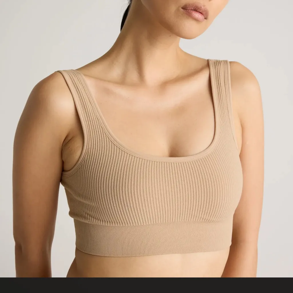 NWT Quince Women's Sand Nude Comfort Rib Tank Bralette (2-pack) Sz XS Sold Out - Image 3