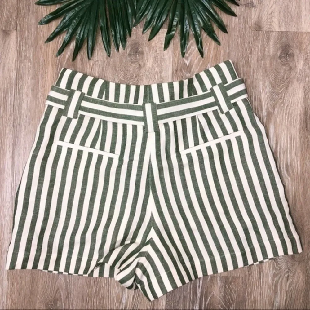 L’Agence Alex Striped High Waisted Linen Blend Paper Bag Shorts Size 4 - Image 6