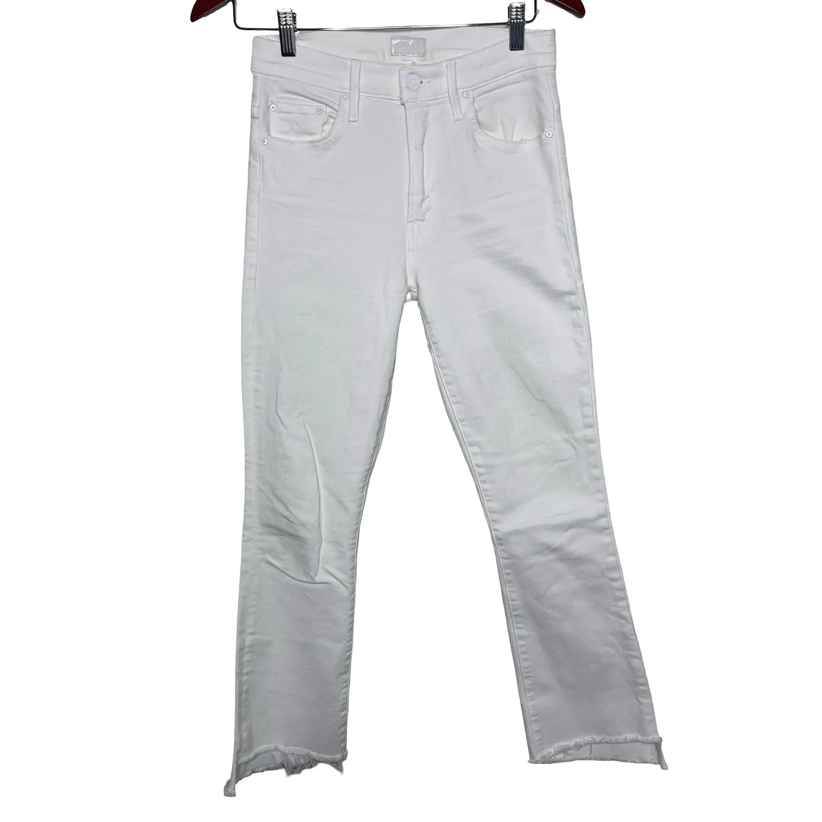 Mother denim The Insider Crop Step Fray in White Wash: Fairest Of Them All sz 26 - Image 2