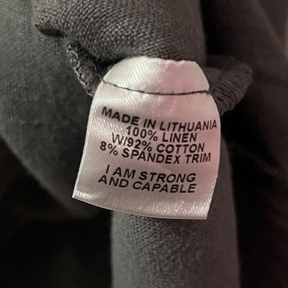 FLAX Tunic Sz P Grey 100% Linen Top Long Sleeves Lagenlook Minimalist A Line - Image 8