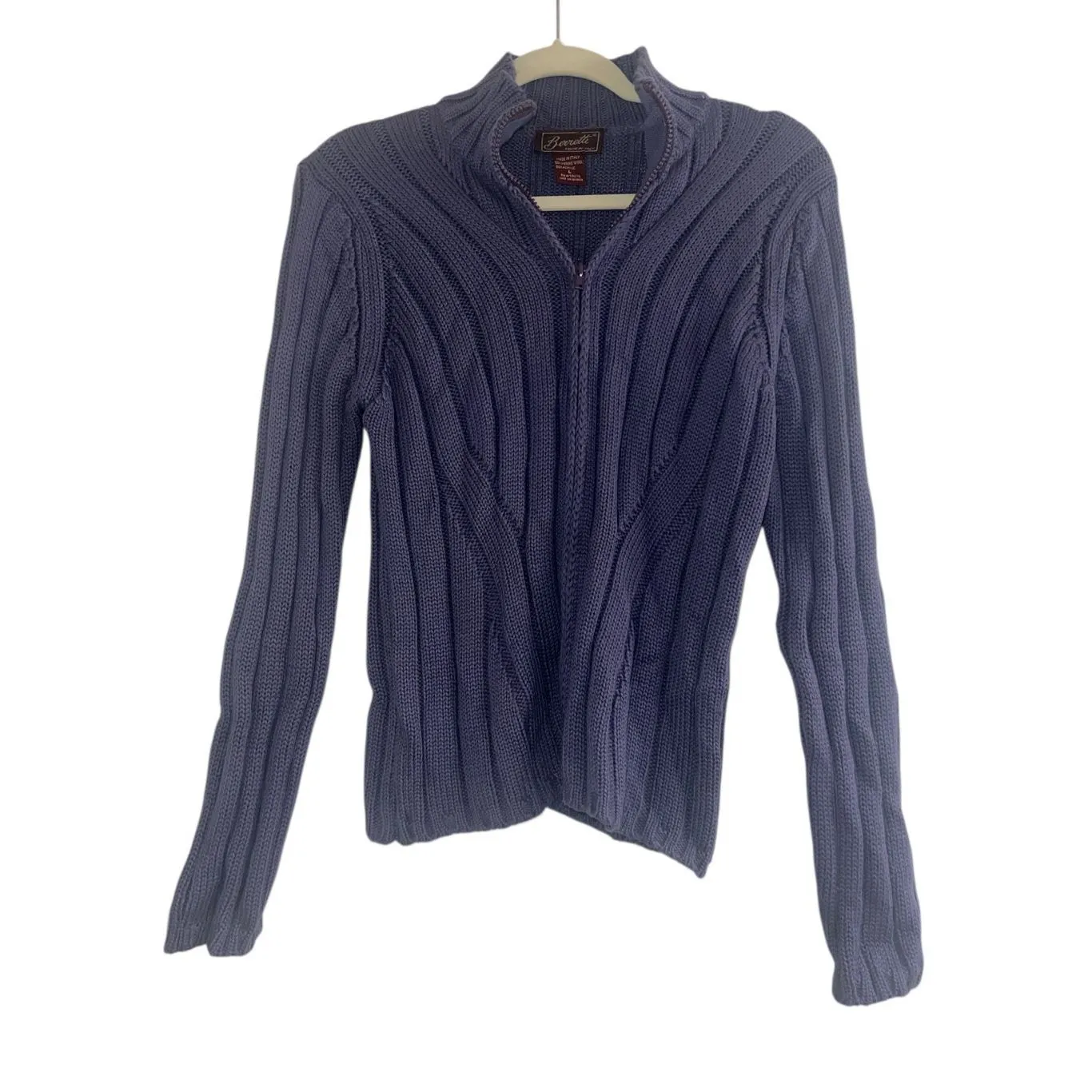 ✨Berretti Wool Blend Mock Neck Zip Sz Large Cardigan✨ Purple - Image 3