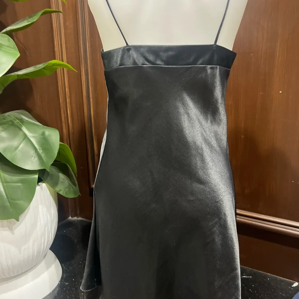 Wisteria intimate vintage Black Satin Slip Dress with Floral Embroidery - Image 6