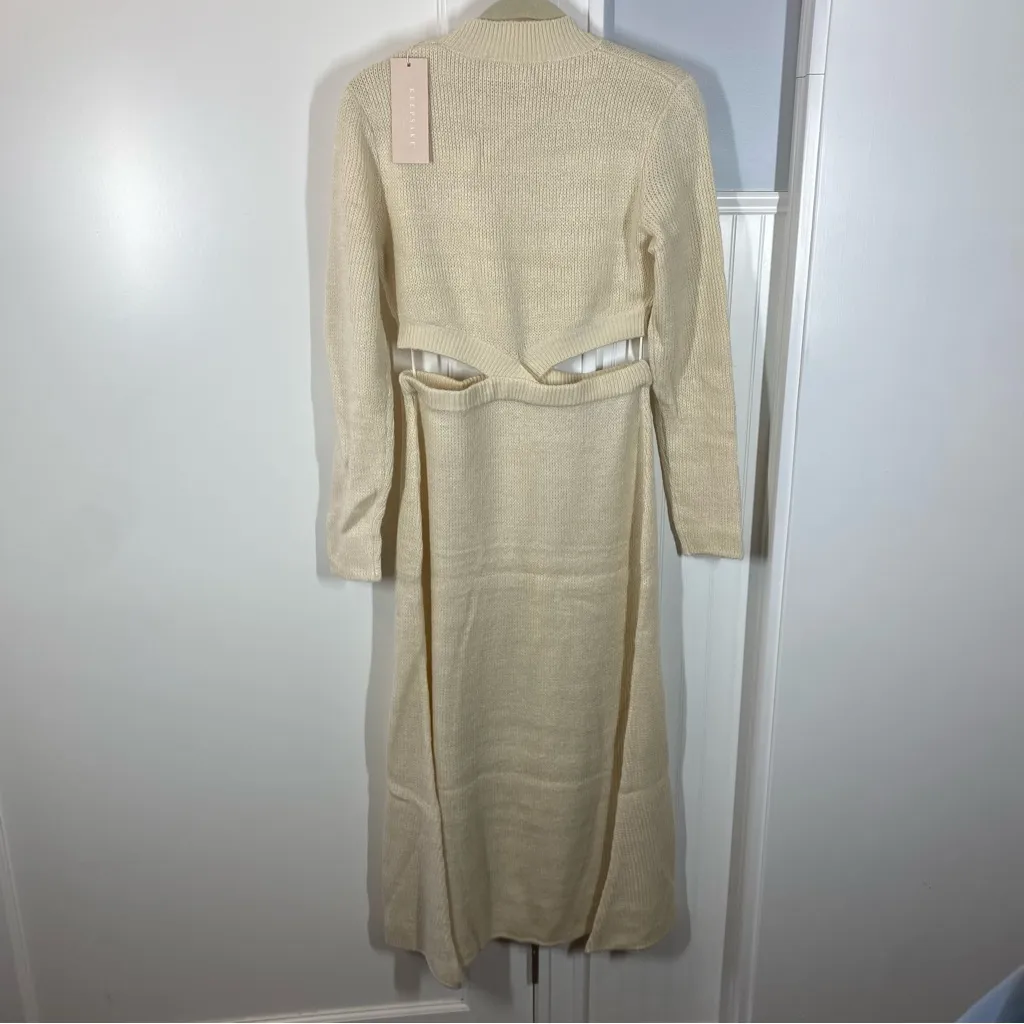 Keepsake The Label‎ Vittoria Long Sleeve Knit Midi Dress In Parchment size large Tan - Image 10