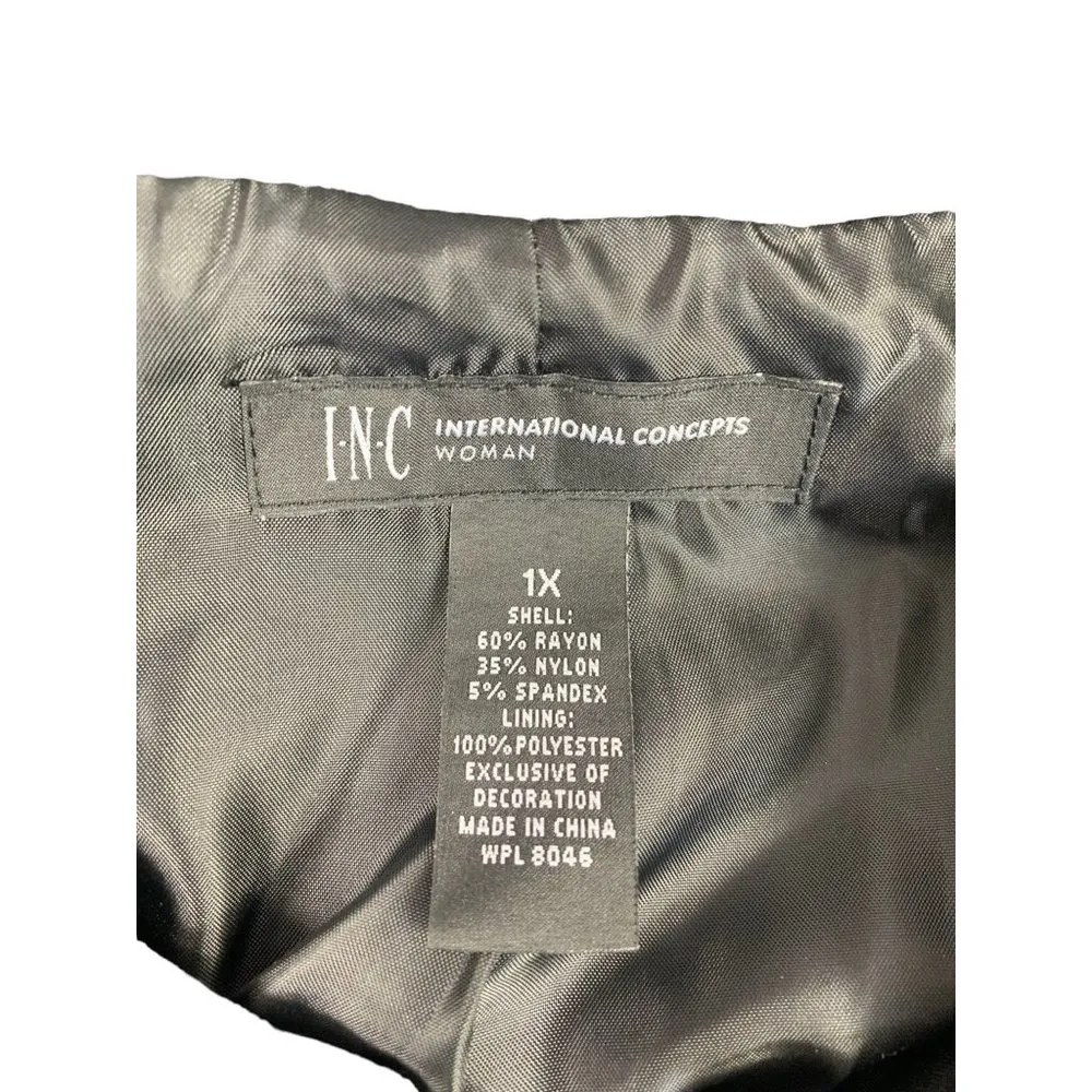 INC International Concepts Women's Shoulder Bling Blazer Black Size 1X - Image 3