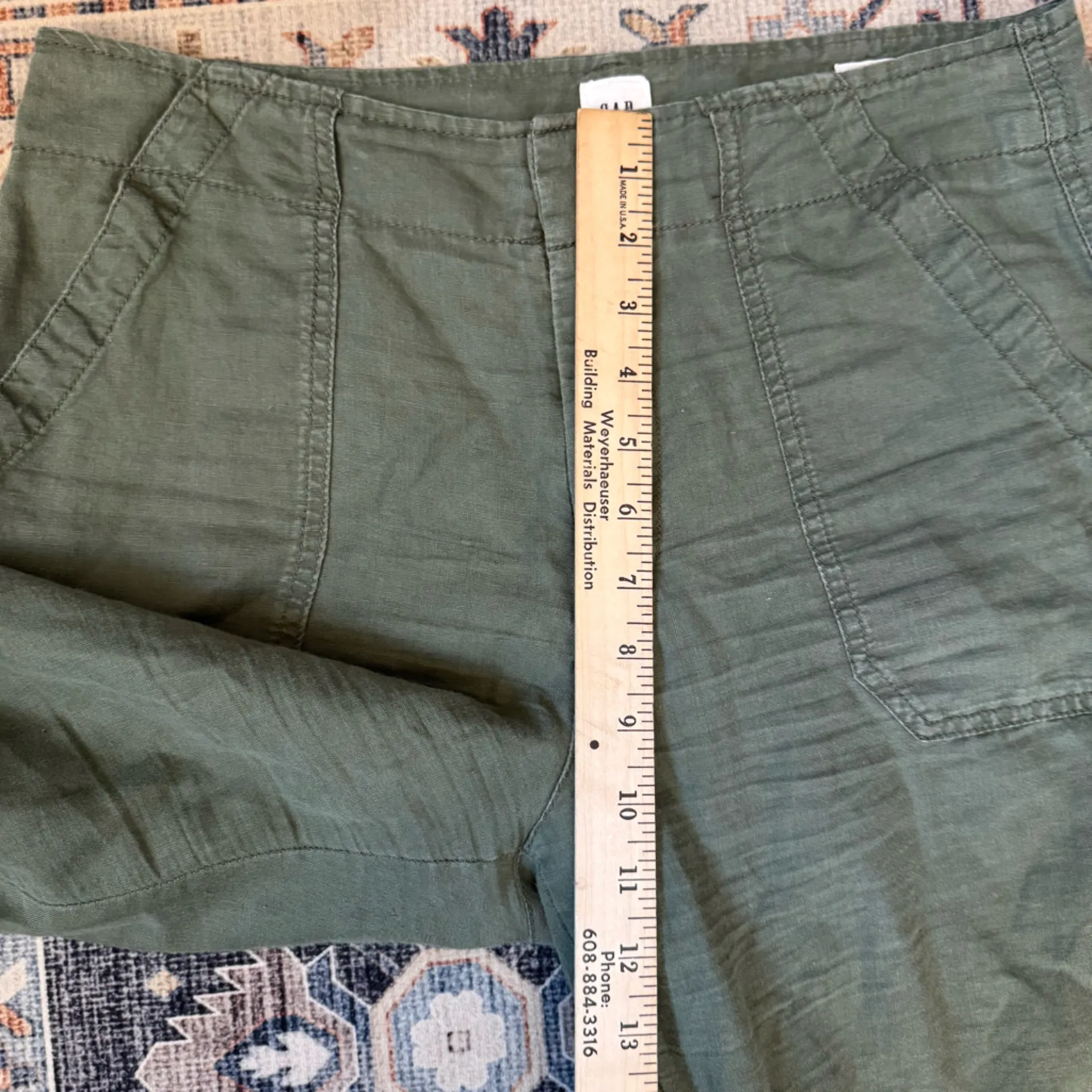 GAP Wide Leg Linen Cotton Blend Army Green High Rise Pants Women’s Size 4 - Image 12