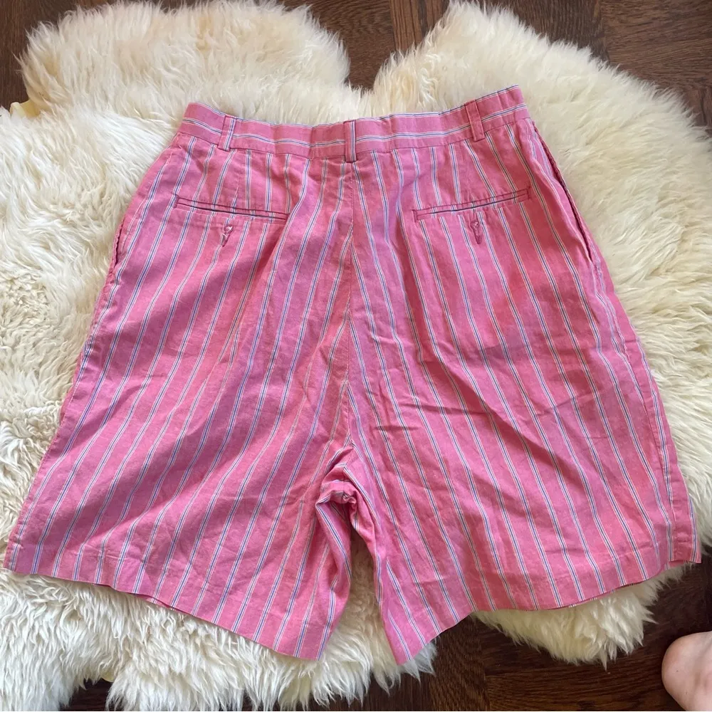 Vintage Lands End Woven Cotton Lightweight striped Bermuda Shorts - Image 3