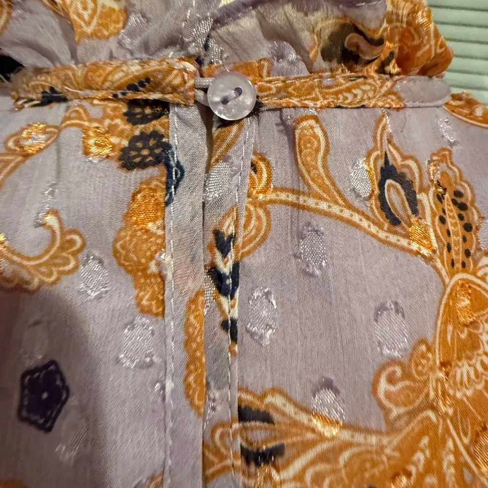 Floral Ruffle Sleeve Dress Purple Size XS - Image 6