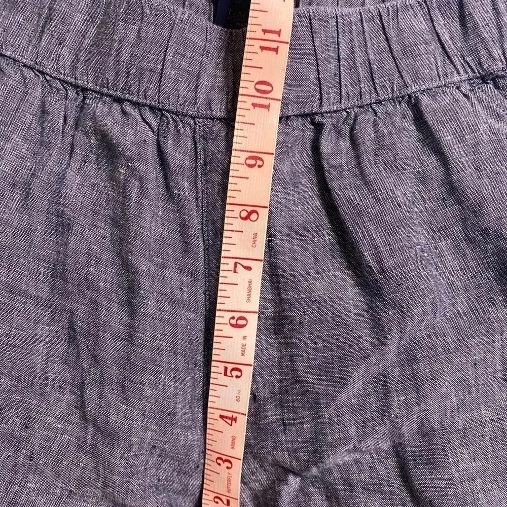 RACHEL ROY 100% Linen Cropped Pants Chambray Blue Breathable Casual Size Small - Image 3